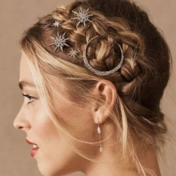 New~ Anthropologie Silver Astria Hair pin Set Astria Hairpin Set | Anthropologie main image 2